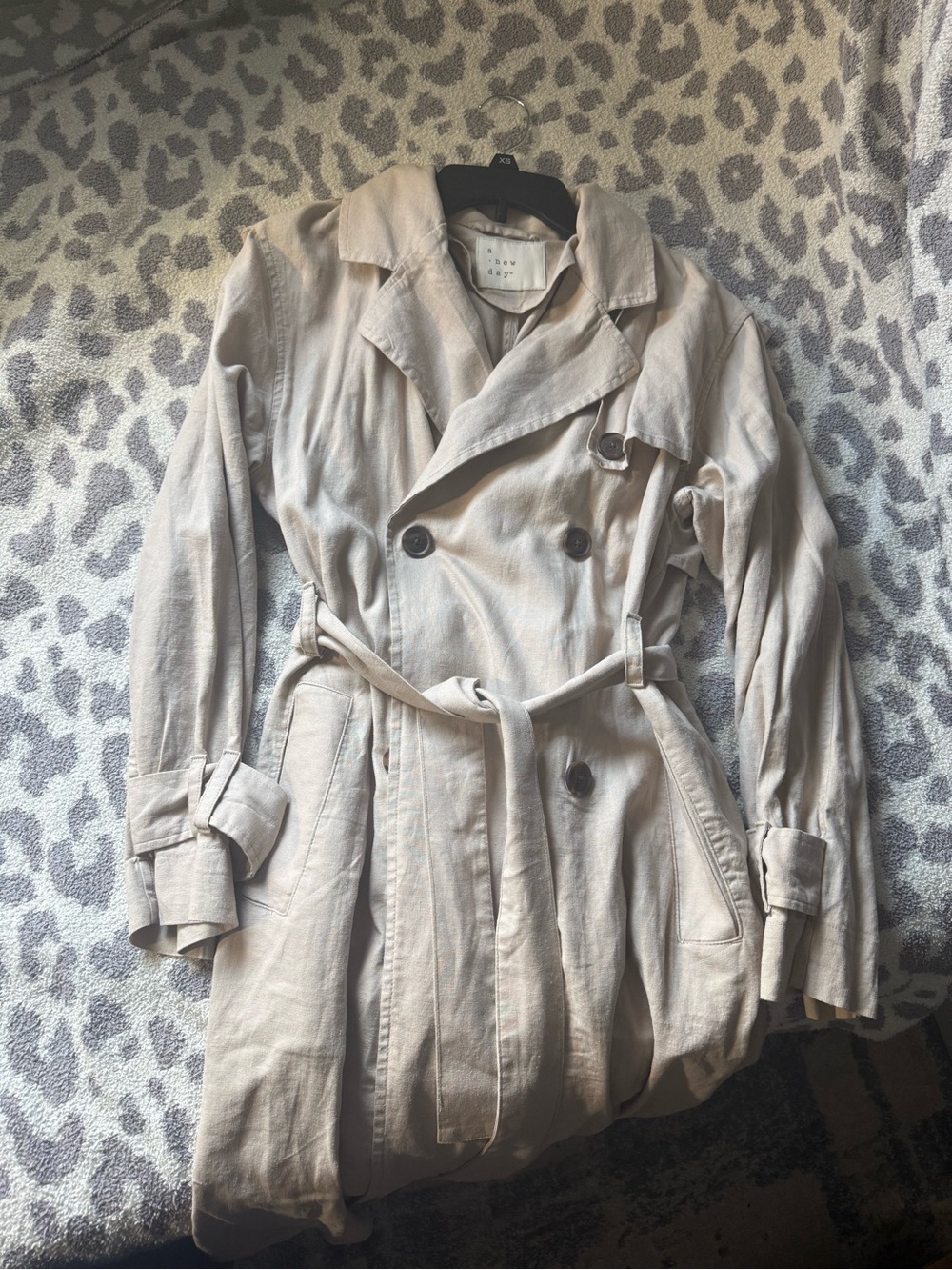 Target Women's Light Beige Double-Breasted Trench Coat with Belt
